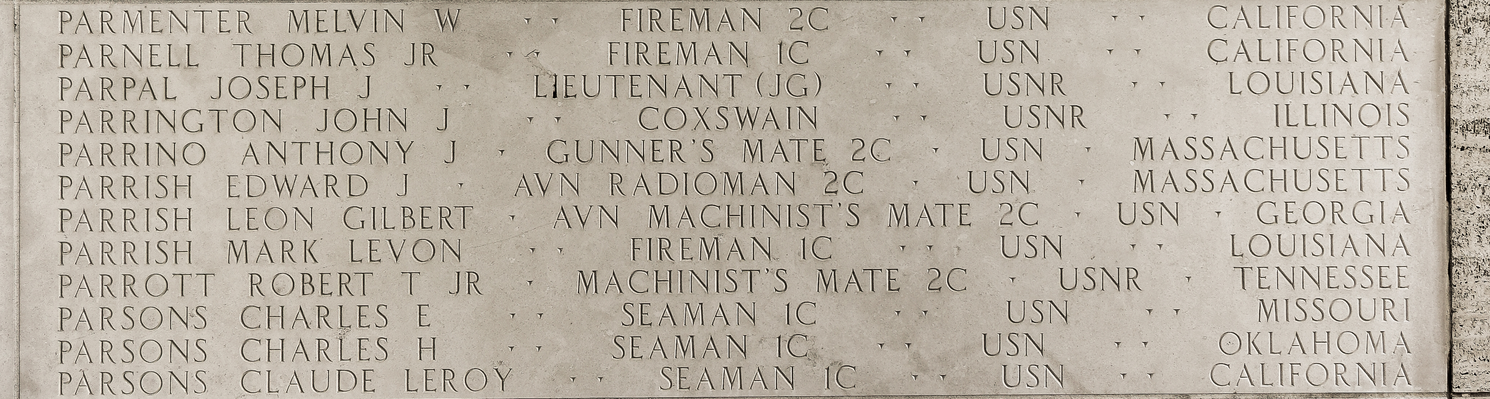 Thomas  Parnell, Fireman First Class